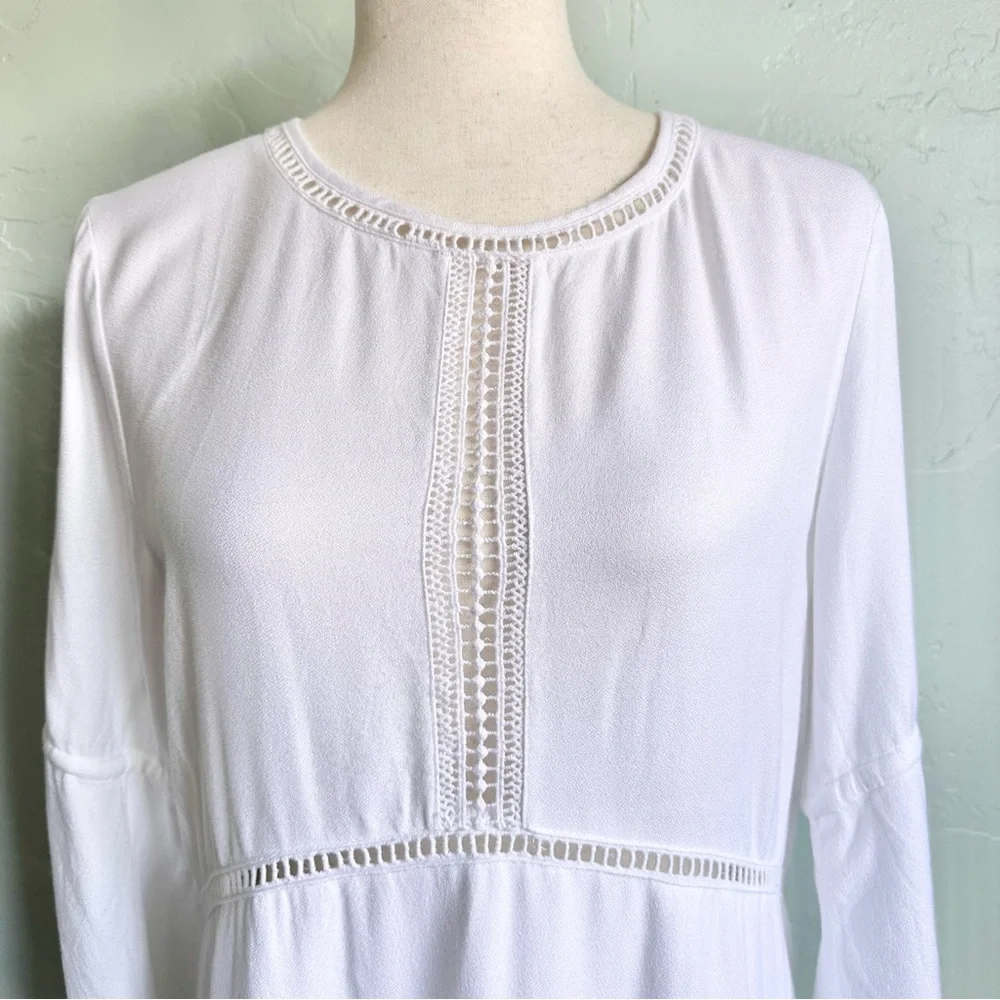 Amuse Society White On The Go Dress Crochet‎ Insets SZ Small Boho Coastal Resort